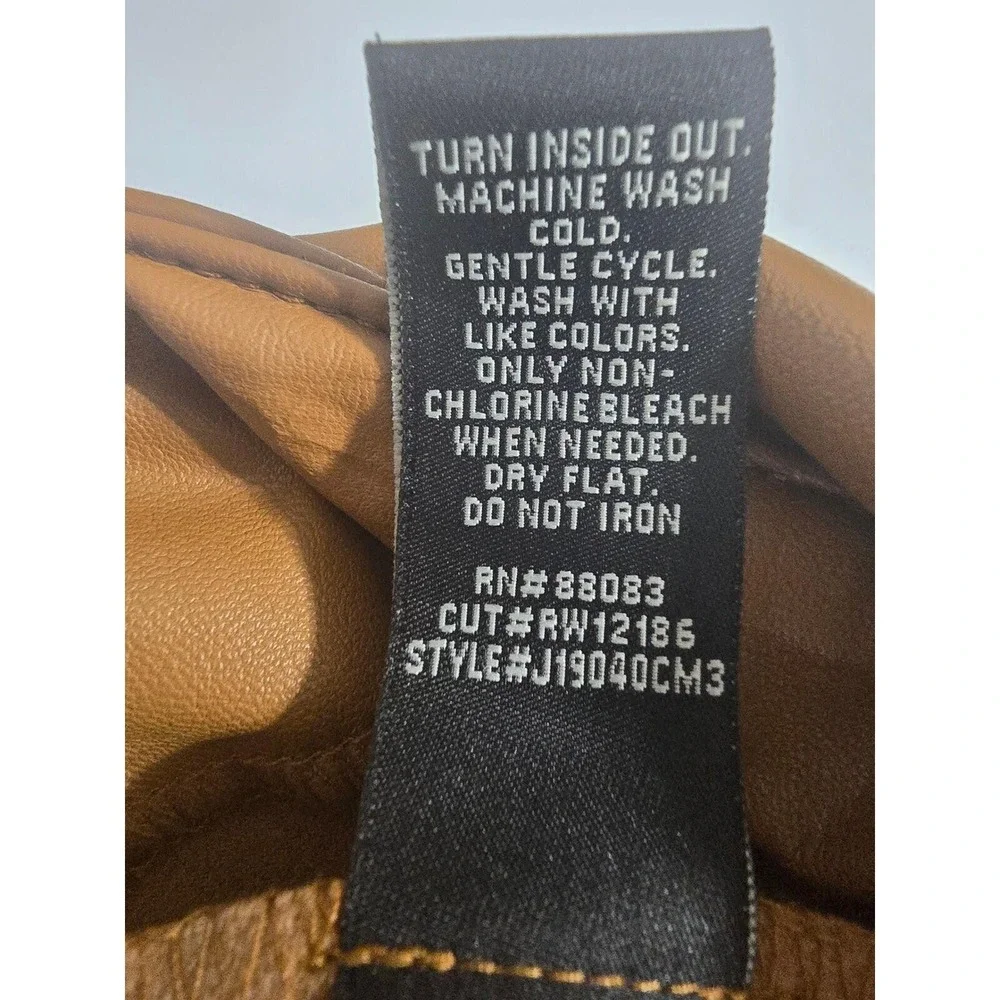 Rewash‎ Camel Tan Vegan Faux Leather Mini Skirt Size L J19040CM3 Brown Edgy Chic